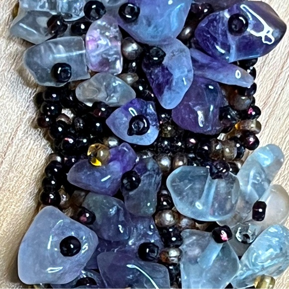 Vintage beaded amethyst quartz bracelet, 7” - Picture 1 of 10